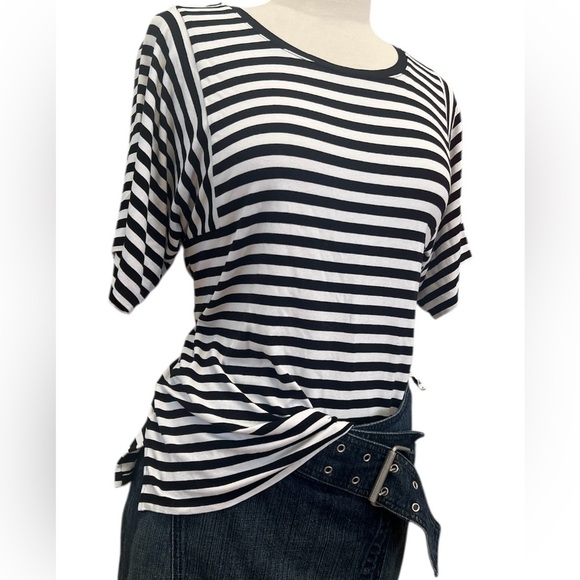 Black and White Striped Short Sleeve Tee - Picture 1 of 7